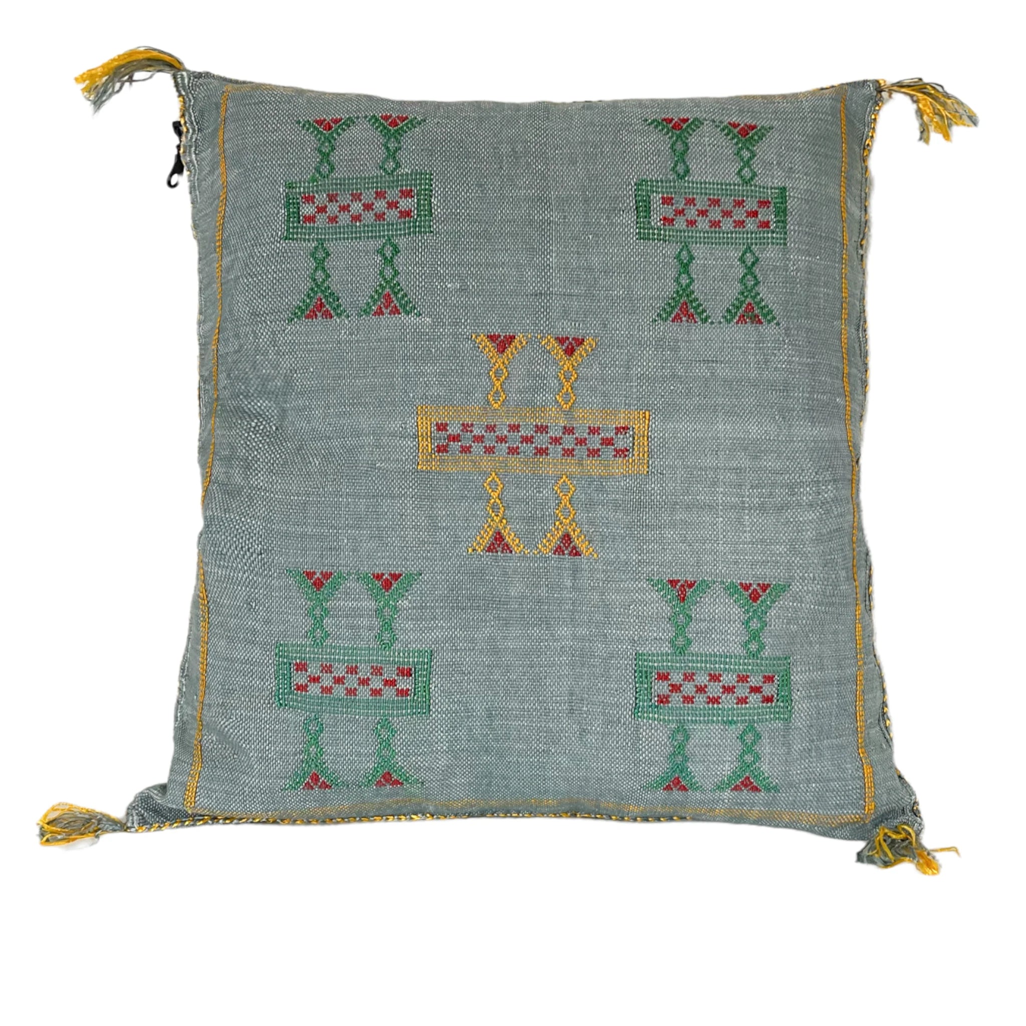 Coussin Sabra Soie de Cactus Gris/BLEU