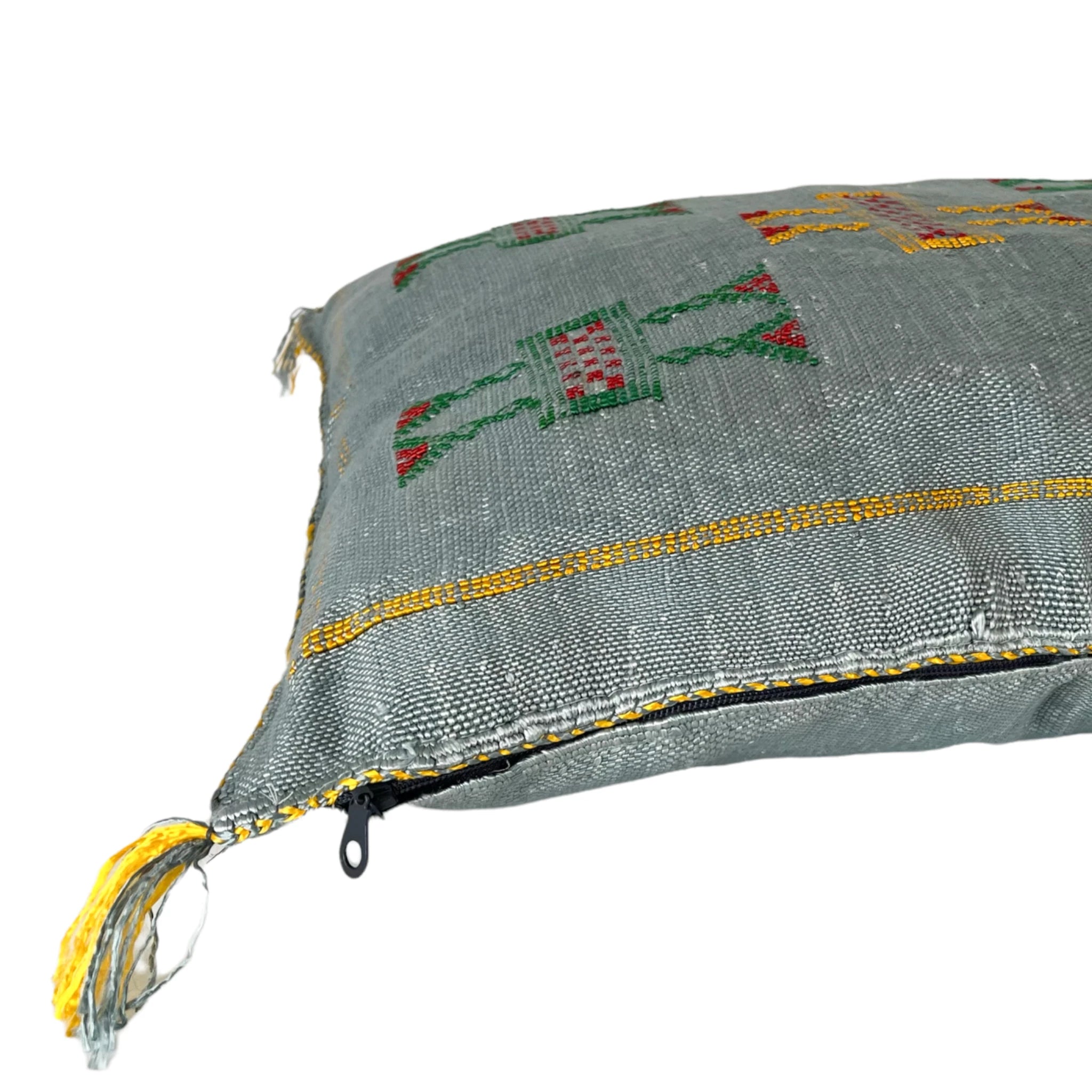Coussin Sabra Soie de Cactus Gris/BLEU