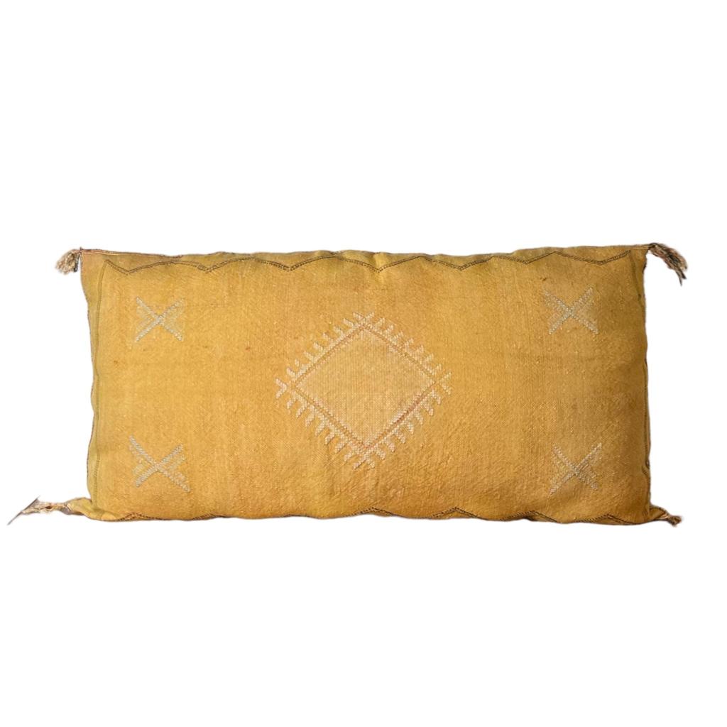 Coussin Jaune en Soie de Cactus Berbère Chic