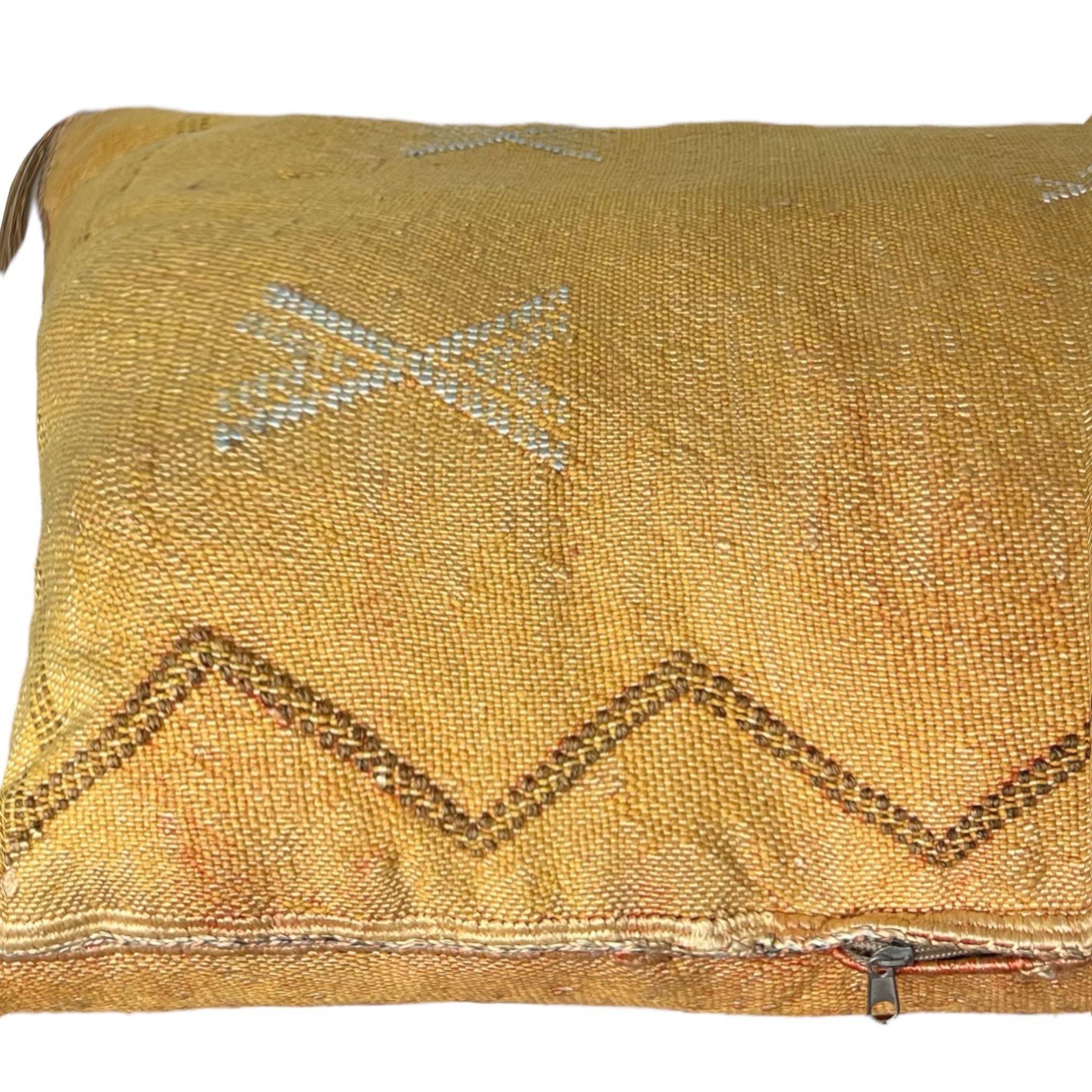 Coussin Jaune en Soie de Cactus Berbère Chic