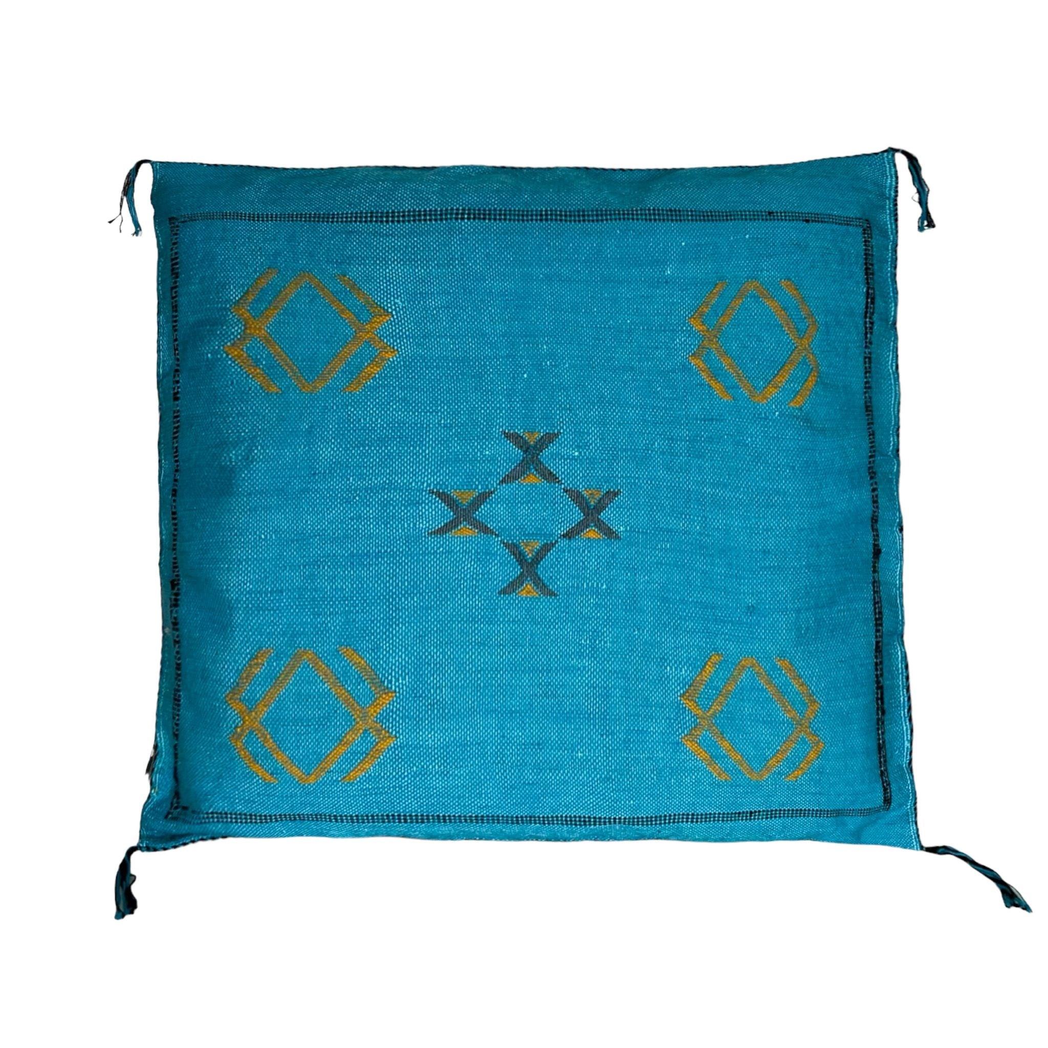 Coussin Sabra Soie de Cactus Bleu Turquoise