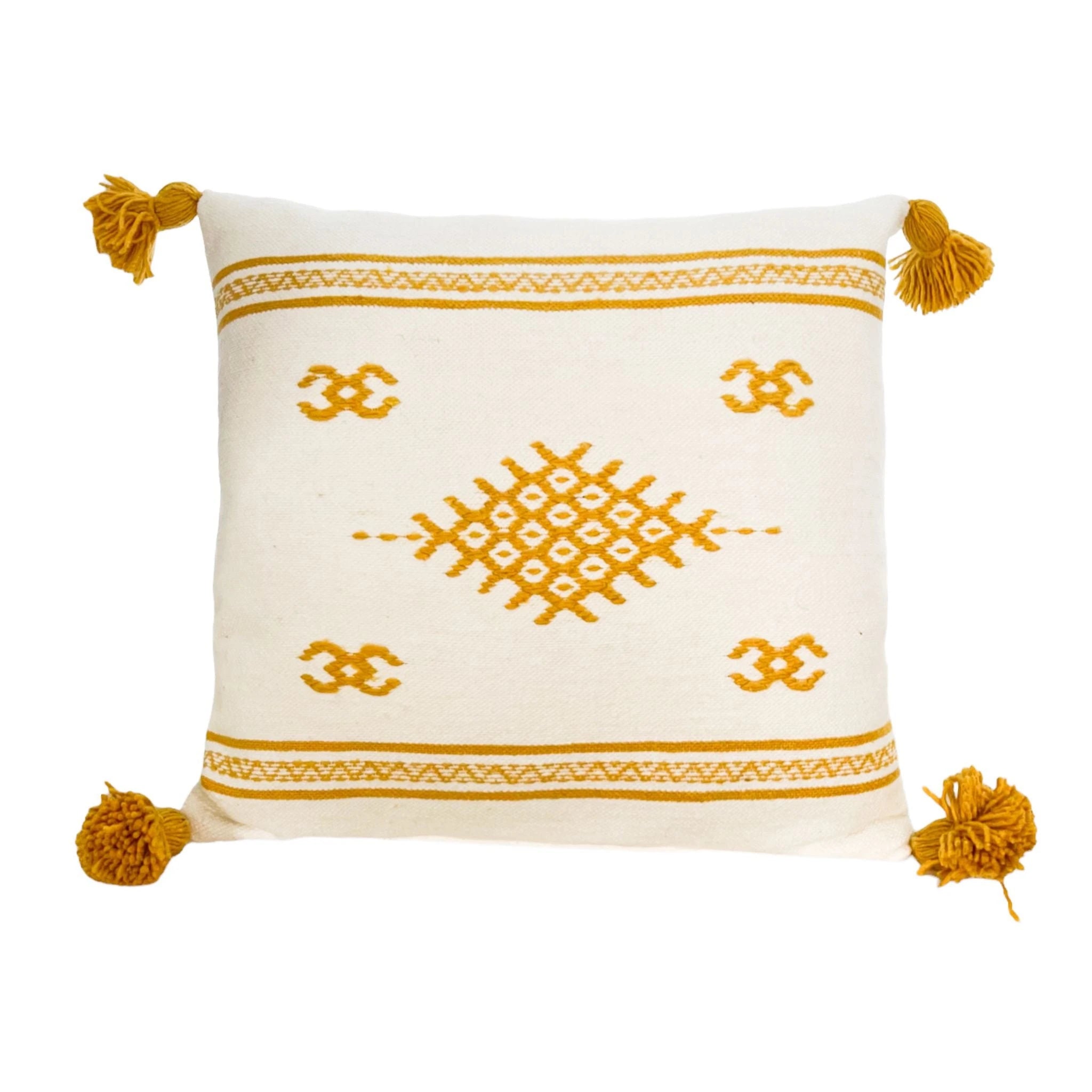 Coussin à Pompom 100% Coton Berbère Chic