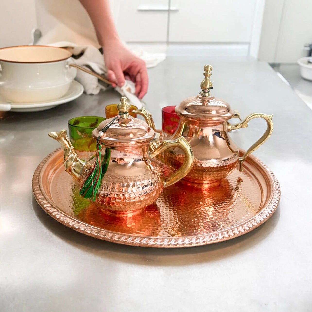 Plateau en cuivre (2 tailles) Berbère Chic