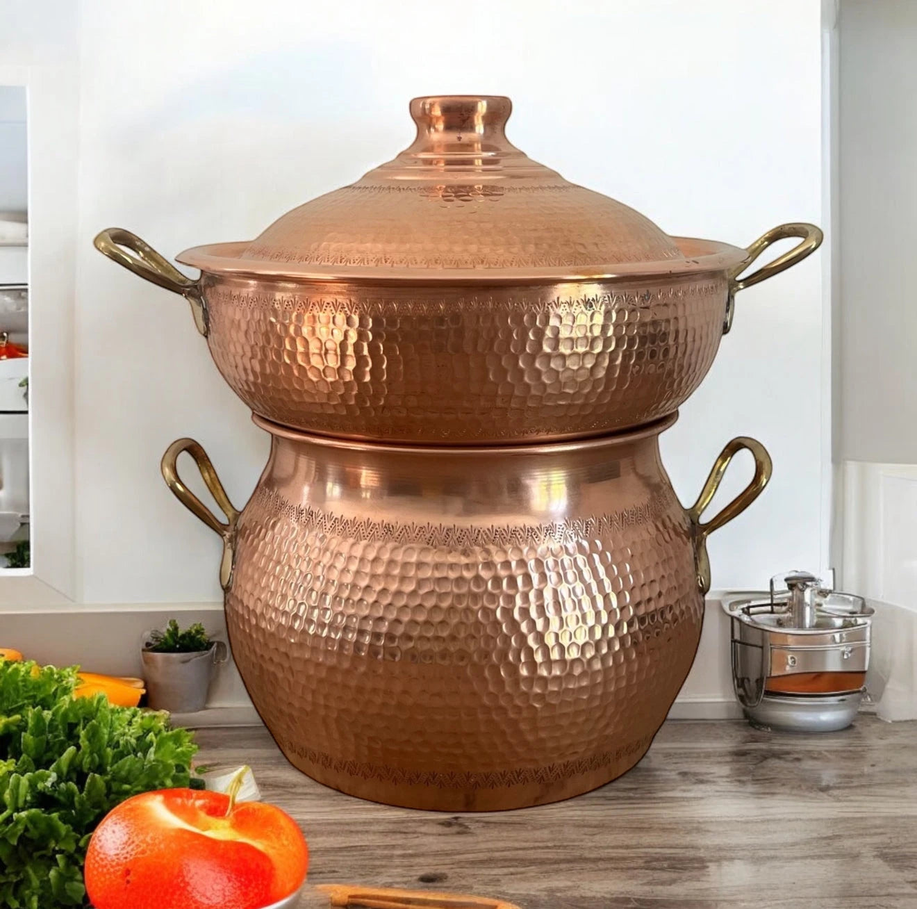 Couscoussier 100% Cuivre – Artisanat Marocain Fait Main Berbère Chic